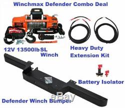 LAND ROVER DEFENDER 13500lb WINCHMAX SL SYNTHETIC ROPE WINCH +BUMPER COMBO KIT