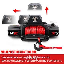 NNEDSZ 12V Electric Winch 14500LBS synthetic rope with 2 Pairs Recovery Tracks G