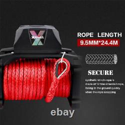 NNEDSZ 12V Electric Winch 14500LBS synthetic rope with 2 Pairs Recovery Tracks G