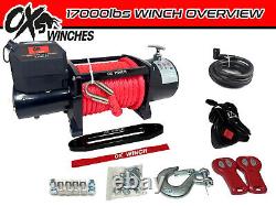 OX ELECTRIC WINCH 12V RECOVERY 4x4 17000lbs WIRELESS SYNTHETIC ROPE