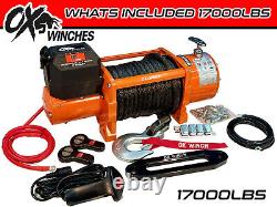 OX ELECTRIC WINCH 12V RECOVERY 4x4 17000lbs WIRELESS SYNTHETIC ROPE