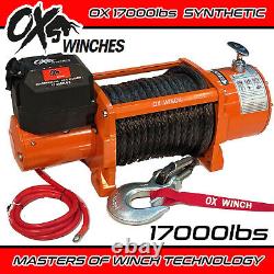 OX ELECTRIC WINCH 12V RECOVERY 4x4 17000lbs WIRELESS SYNTHETIC ROPE