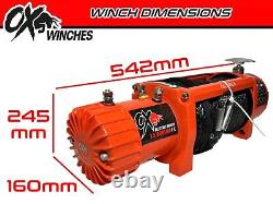 OX ELECTRIC WINCH 13500lb 12v SYNTHETIC ROPE WIRELESS RECOVERY ORANGE