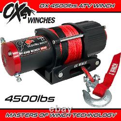 OX ELECTRIC WINCH 4500lbs (2Ton) RED SYNTHETIC ROPE 12v ATV / BOAT / TRAILER