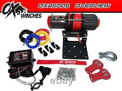 OX ELECTRIC WINCH 4500lbs (2Ton) RED SYNTHETIC ROPE 12v ATV / BOAT / TRAILER