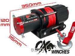 OX ELECTRIC WINCH 4500lbs (2Ton) RED SYNTHETIC ROPE 12v ATV / BOAT / TRAILER