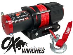 OX ELECTRIC WINCH 4500lbs (2Ton) RED SYNTHETIC ROPE 12v ATV / BOAT / TRAILER