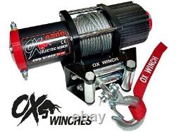 OX ELECTRIC WINCH 4500lbs (2Ton) RED SYNTHETIC ROPE 12v ATV / BOAT / TRAILER