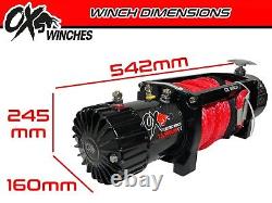 OX ELECTRIC WINCH BLACK 13500lb 12v SYNTHETIC ROPE WIRELESS RECOVERY UK STOCK