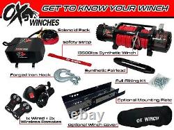 OX ELECTRIC WINCH BLACK 13500lb 12v SYNTHETIC ROPE WIRELESS RECOVERY UK STOCK