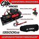Ox Electric Winch Combo Deal 13500lb 12v Synthetic Rope Wireless Black