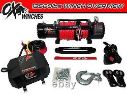 OX ELECTRIC WINCH COMBO DEAL 13500lb 12v SYNTHETIC ROPE WIRELESS BLACK