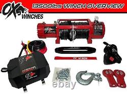 OX ELECTRIC WINCH COMBO DEAL 13500lb 12v SYNTHETIC ROPE WIRELESS RED