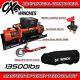 Ox Electric Winch Combo Deal With Plate 13500lb 12v Synthetic Rope Orange