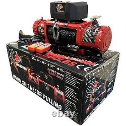 OX Electric Winch 13500lb 12v Synthetic Rope Red Wireless Recovery UK Stock