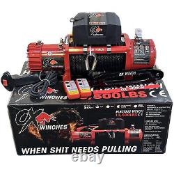 OX Electric Winch 13500lb 12v Synthetic Rope Red Wireless Recovery UK Stock