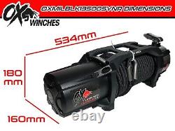 OX WINCH MILITARY COMBO DEAL 13500lb WINCH BLACK SYNTHETIC ROPE & TORCH