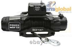 Power Mach 12,000LB 12V Two Speed Winch with 27mx10mm Synthetic Rope Bearmach