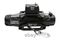 Power Mach 9,500LB 12V Two Speed Winch Synthetic Rope Bearmach BA 6001