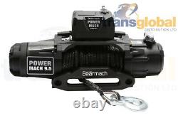 Power Mach 9,500LB 12V Two Speed Winch with 27m x 9mm Synthetic Rope Bearmach