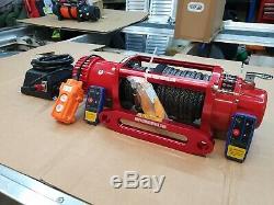 RECOVERY TRUCK WINCH 12V RED WINCH WITH GREY SYNTHETIC ROPE @ £325.00 inc vat