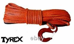 Raptor 4x4 Synthetic Winch Rope 8mm 28m 5720kg Pull High Strength Towing Hook