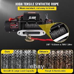 Recovery Electric Winch 13500lb/6123.5kg 12v Synthetic Rope Remote Control