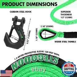STEGODON Winch Rope 1/2in x 85ft Synthetic Winch Rope Kit, 32000LBS Winch Line
