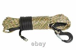 SYNTHETIC WINCH ROPE 3/8 x 100' DynaTech UHMWPE Camouflage G80 Hook, Thimble