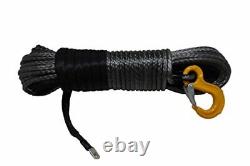 SYNTHETIC WINCH ROPE 3/8 x 100' DynaTech UHMWPE Gray with G80 Hook & Thimble