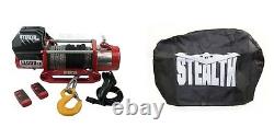 Stealth 13500lb 12v Electric Winch with Synthetic rope & wireless remote & Cover