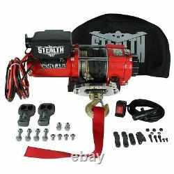 Stealth 3500lb 12v Electric Winch With Synthetic Rope & Winch Cover