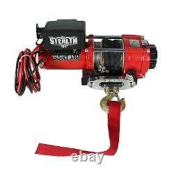Stealth 3500lb 12v Electric Winch with Synthetic Rope, Pulley Block & Cover