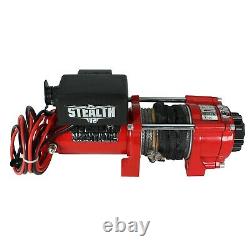 Stealth 3500lb 12v Electric Winch with Synthetic Rope, Pulley Block & Cover