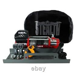 Stealth V2 13500lb 12v Winch with Synthetic Rope, Mounting Plate & Stealth Cover