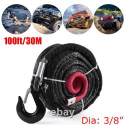 Synthetic Winch Rope 3/8x100'ft 26500lbs Winch Cable Line Rope Off Road For ATV