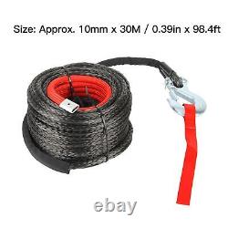 Synthetic Winch Rope Kit 10mm x 30m UV Resistant Tow Rope 18740 Lbs For Off