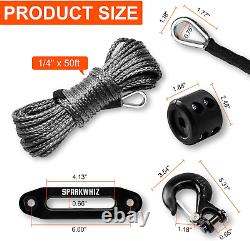 Synthetic Winch Rope Kit, 1/4 x 50ft 10000LBS Winch Rope Line Cable with for