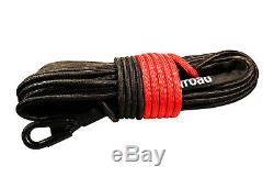 Synthetic Winch Rope Line Cable Black 7/16 x 150' 30000 LB With Rock Guard