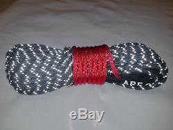 Synthetic Winch Rope Line Cable Black 7/16 x 150' 30000 LB With Rock Guard