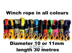 Synthetic winch rope Dyneema SK75 spec choice of colour and size 10 or 11mm