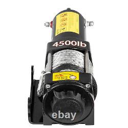 VEVOR 4500LB Electric Winch 12V Remote Control Truck Winch with Synthetic Rope