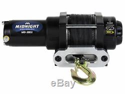 Viper Midnight 3000 lb ATV UTV Winch Kit with 50 feet BLACK Synthetic Rope