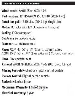 WARN AXON 4500 LB Synthetic Winch Rope 101140 RZR X3 RS1 Wildcat UTV ATV SxS