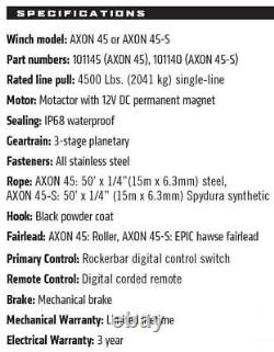 WARN Axon 45-S Synthetic Utv Winch