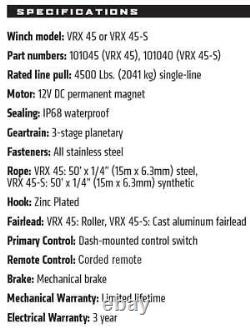 WARN VRX 45-S Synthetic Utv Winch