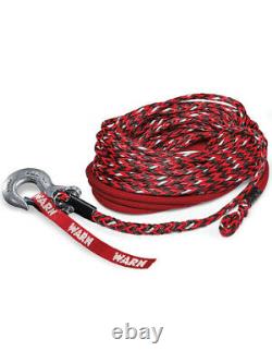 Warn Winch Rope 3/8 in OD 100 ft Long Hook Included Synthetic Black / (102558)
