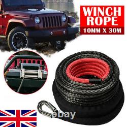 Winch Rope 10MM30M For Dyneema Hook Synthetic For Boat Tow Recovery 4WD Cable