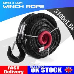 Winch Rope 10MM x 30M For Dyneema Hook Synthetic Car Boat Tow Recovery 4WD Cable