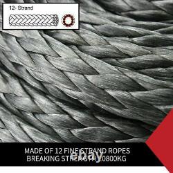 Winch Rope 10mm x 30m Synthetic Dyneema Tow Recovery Cable 4WD GRAY 24360lbs UO